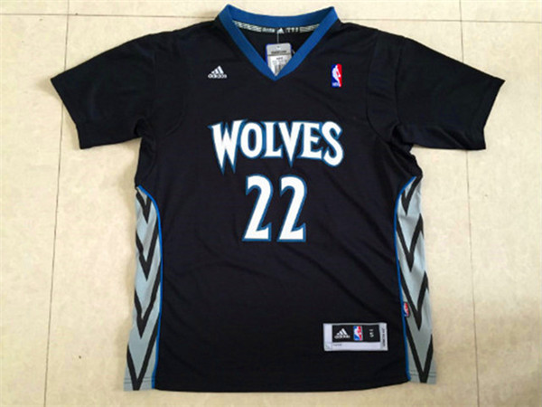 NBA Minnesota Timberwolves #22 Wiggins Black Short-Sleeve Jersey