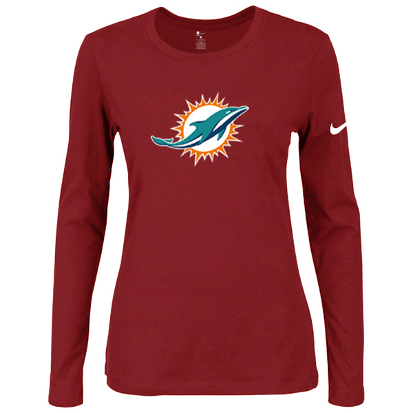 Nike Miami Dolphins Womens Of The City Long Sleeve Tri-Blend T-Shirt - Red