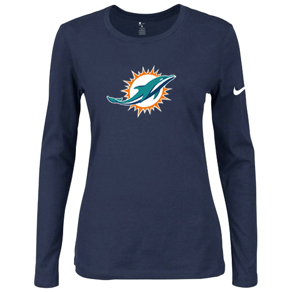 Nike Miami Dolphins Womens Of The City Long Sleeve Tri-Blend T-Shirt - D.Blue