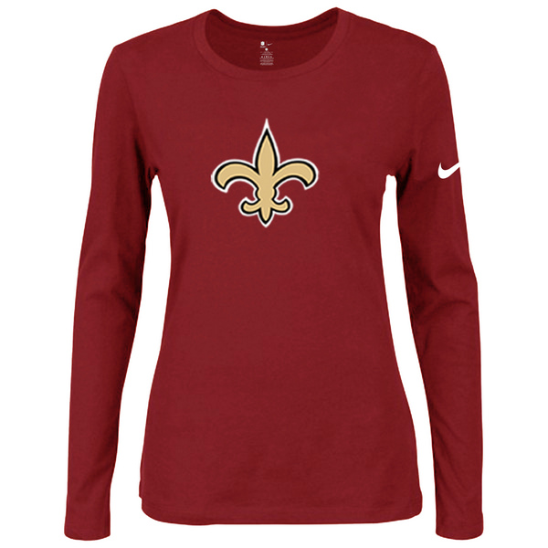 Nike New Orleans Saints Womens Of The City Long Sleeve Tri-Blend T-Shirt - Red