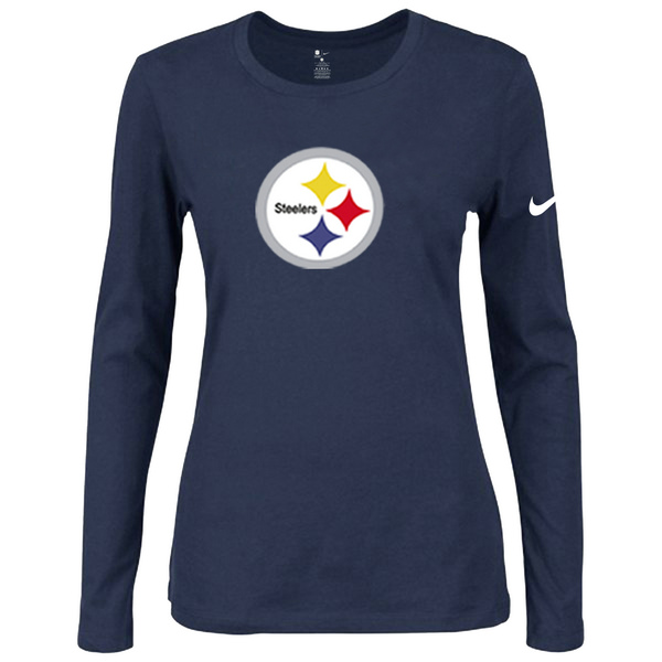 Nike Pittsburgh Steelers Womens Of The City Long Sleeve Tri-Blend T-Shirt - D.Blue
