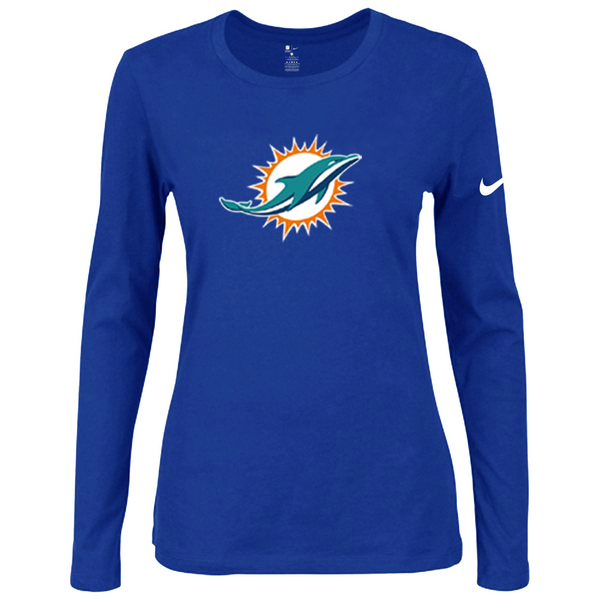 Nike Miami Dolphins Womens Of The City Long Sleeve Tri-Blend T-Shirt - Blue