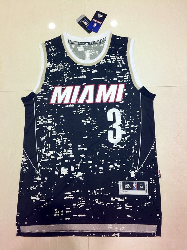 NBA Miami Heat #3 Wade City Lights Black Jersey