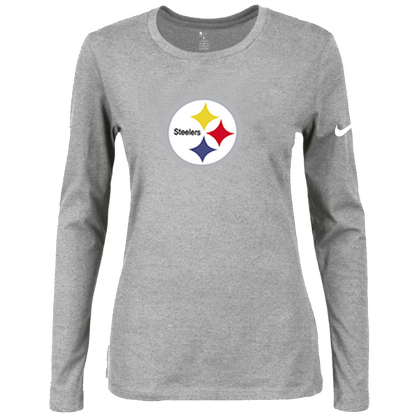 Nike Pittsburgh Steelers Womens Of The City Long Sleeve Tri-Blend T-Shirt - L.Grey