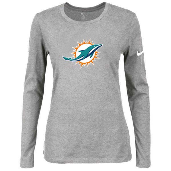 Nike Miami Dolphins Womens Of The City Long Sleeve Tri-Blend T-Shirt - L.Grey