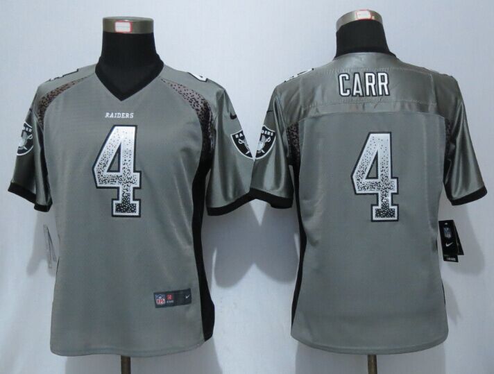 Women New Nike Okaland Raiders 4 Carr Drift Fashion Grey Elite Jerseys