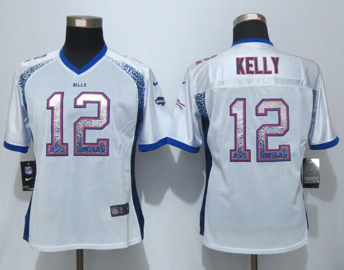 Women  New Nike Buffalo Bills 12  Kelly Drift Fashion White Elite Jerseys