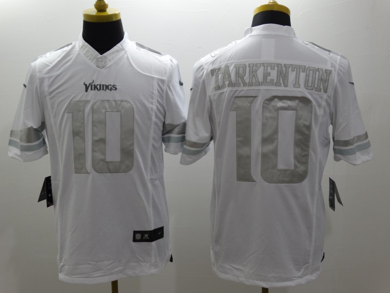 Nike Minnesota Vikings 10# Tarkenton Platinum White Mens NFL Limited Jerseys 