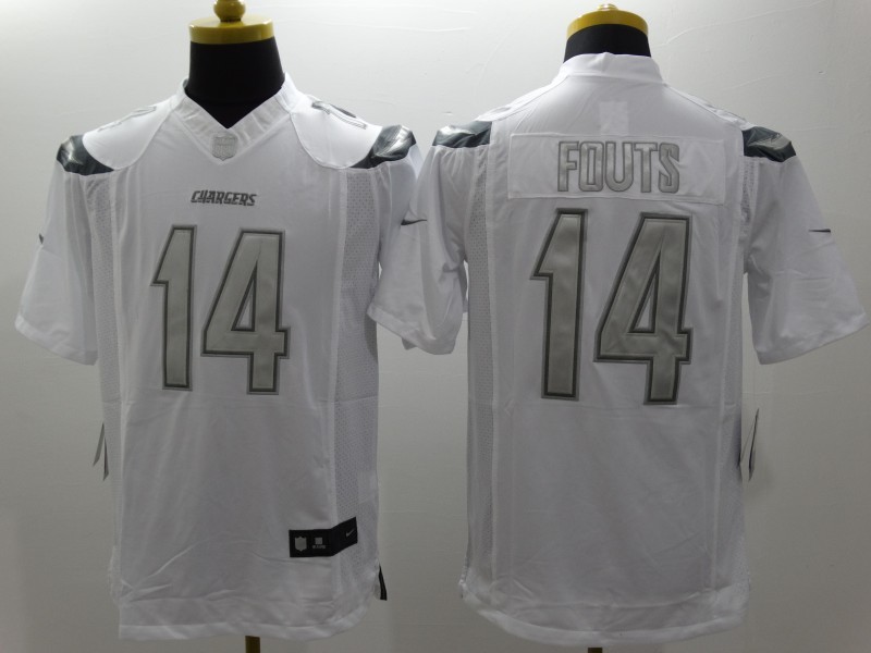 Nike San Diego Charger #14 Fouts Platinum White Mens NFL Limited Jerseys 