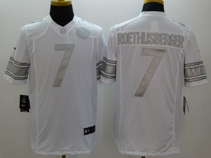 Nike Pittsburgh Steelers 7# Roethlisberger Platinum White Mens NFL Limited Jerseys 
