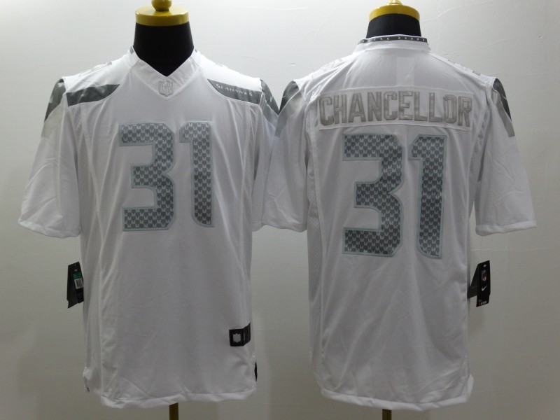 Nike Seattle Seahawks 31# Chancellor Platinum White Mens NFL Limited Jerseys 