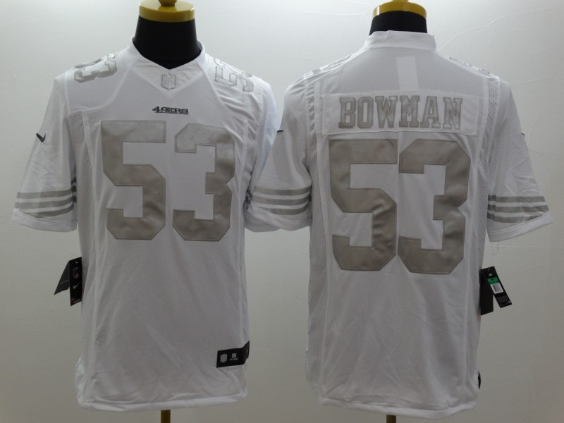 Nike San Francisco 49ers 53# Bowman Platinum White Mens NFL Limited Jerseys 