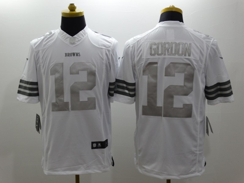 Nike Cleveland Browns 12# Gordon Platinum White Mens NFL Limited Jerseys 