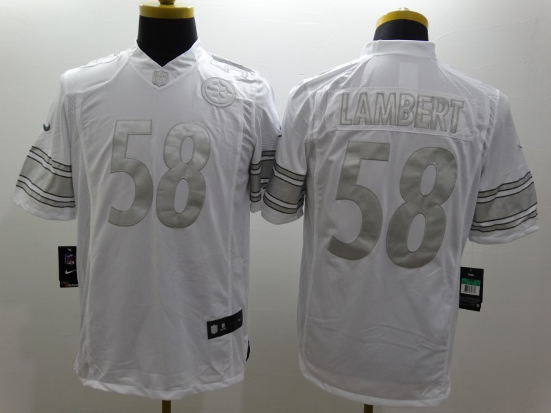 Nike Pittsburgh Steelers 58# Lambert Platinum White Mens NFL Limited Jerseys 