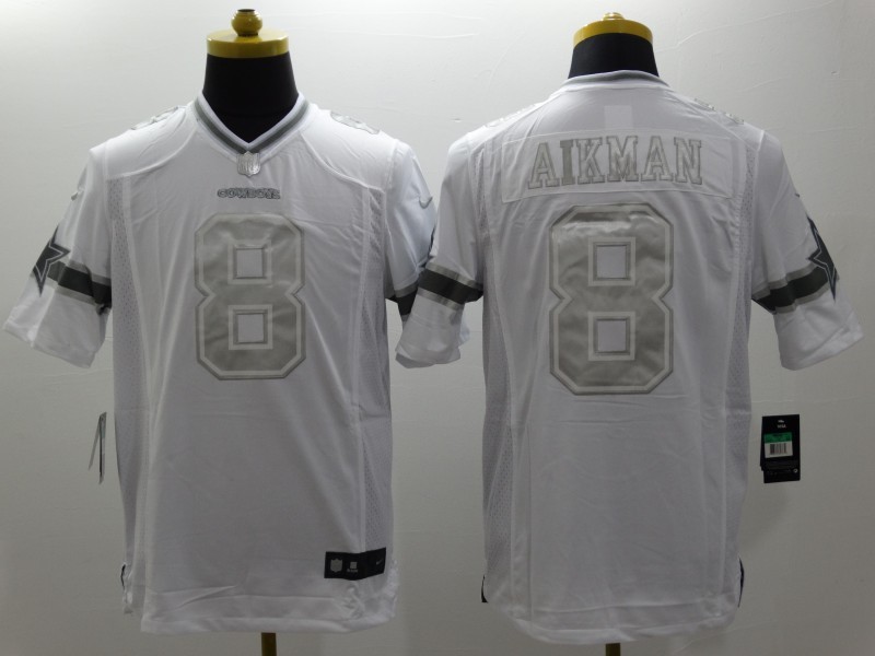 Nike Dallas Cowboys #8 Aikman Platinum White Mens NFL Limited Jerseys 