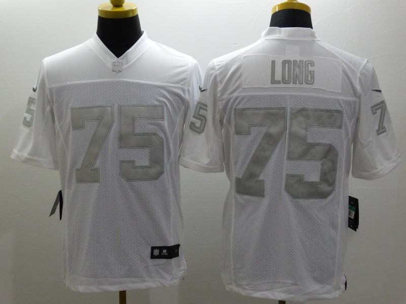 Nike Oakland Raiders 75# Long Platinum White Mens NFL Limited Jerseys 