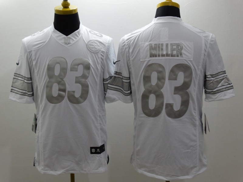 Nike Pittsburgh Steelers 83# Miller Platinum White Mens NFL Limited Jerseys 