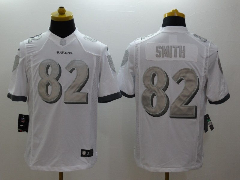 Nike Baltimore Ravens 82# Smith Platinum White Mens NFL Limited Jerseys 