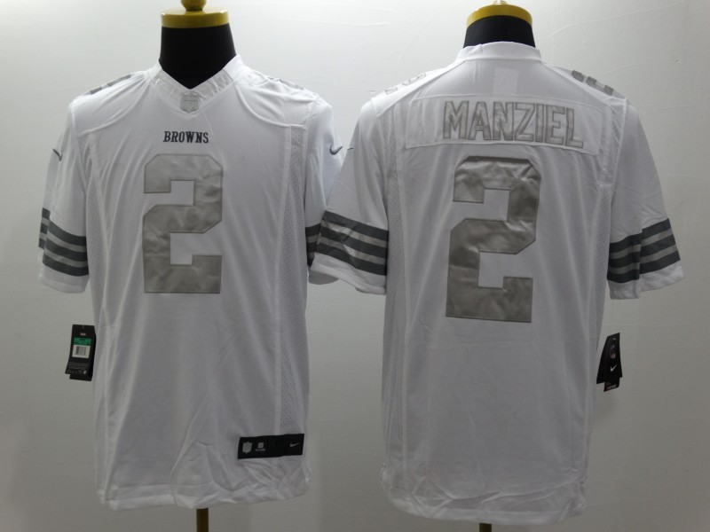 Nike Cleveland Browns 2# Manziel Platinum White Mens NFL Limited Jerseys 