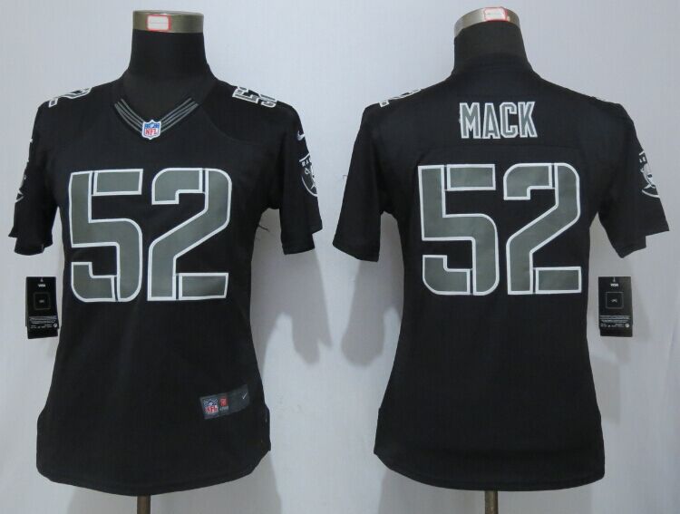 Women New Nike Oakland Raiders 52 Mack Impact Limited Black Jerseys