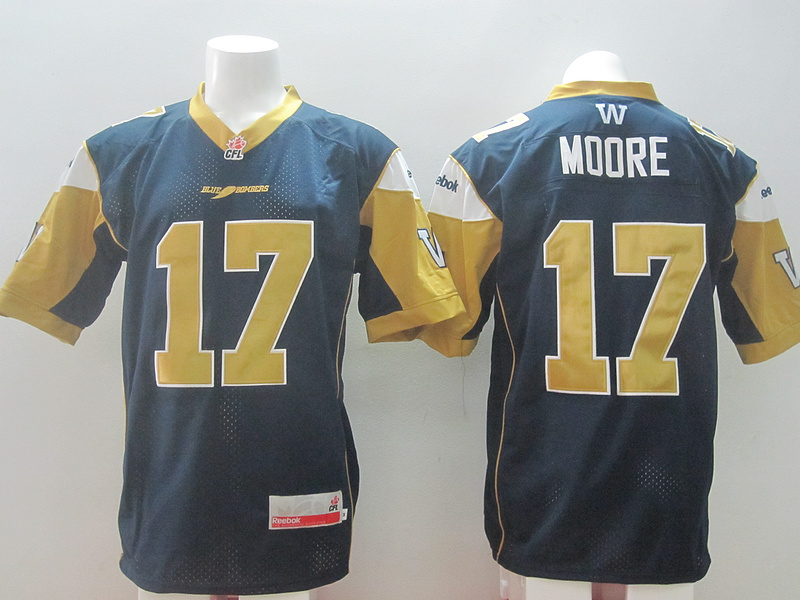 NCAA Bombers #17 Moore Navy Blue CFL Jersey