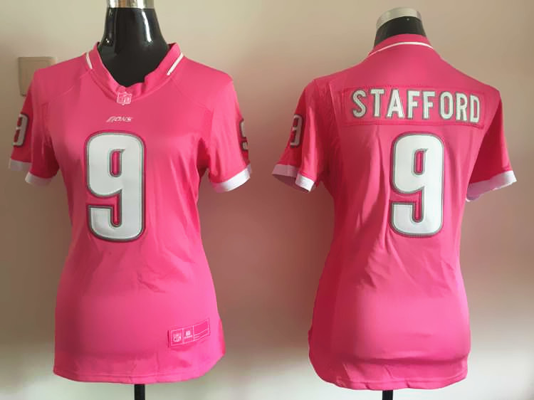 Women Nike Detroit Lions #9 Stafford Pink Bubble Gum Jersey
