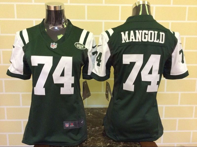 Nike New York Jets #74 Mangold Green Women Jersey