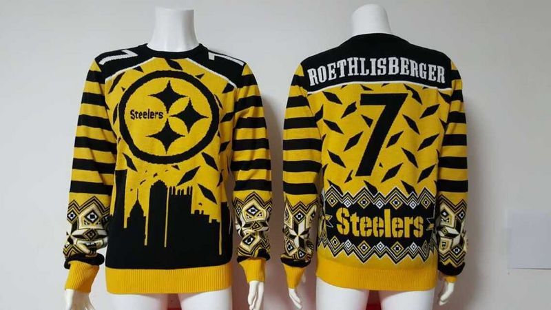 NFL Pittsburgh Steelers #7 Roethlisberger Yellow Sweater