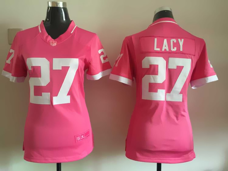 Women Nike Green Bay Packers #27 Lacy Pink Bubble Gum Jersey