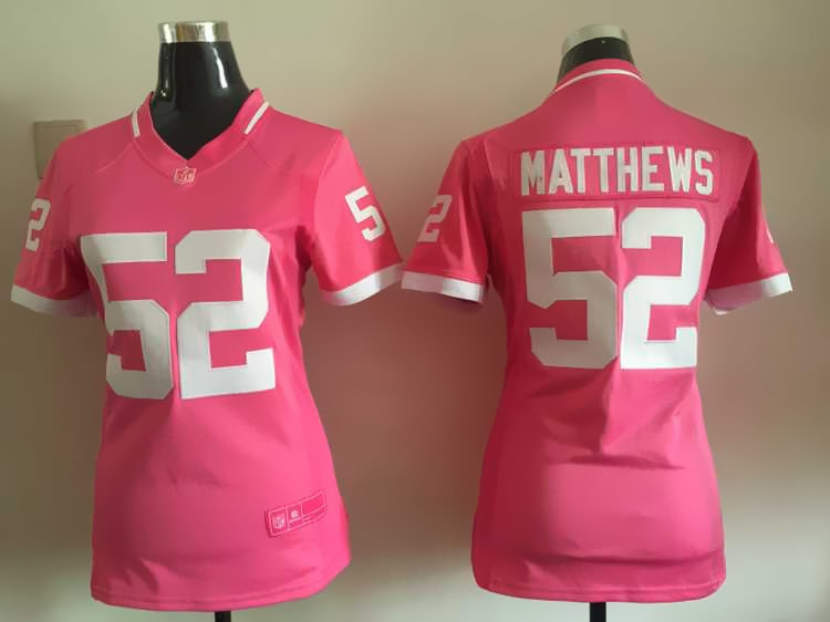 Women Nike Green Bay Packers #52 Matthews Pink Bubble Gum Jersey