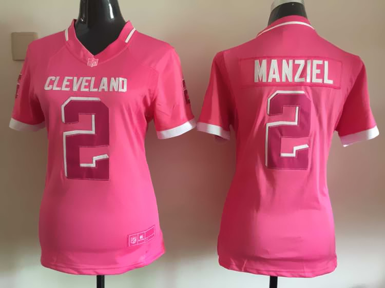 Women Nike Cleveland Browns #2 Manziel Pink Bubble Gum Jersey