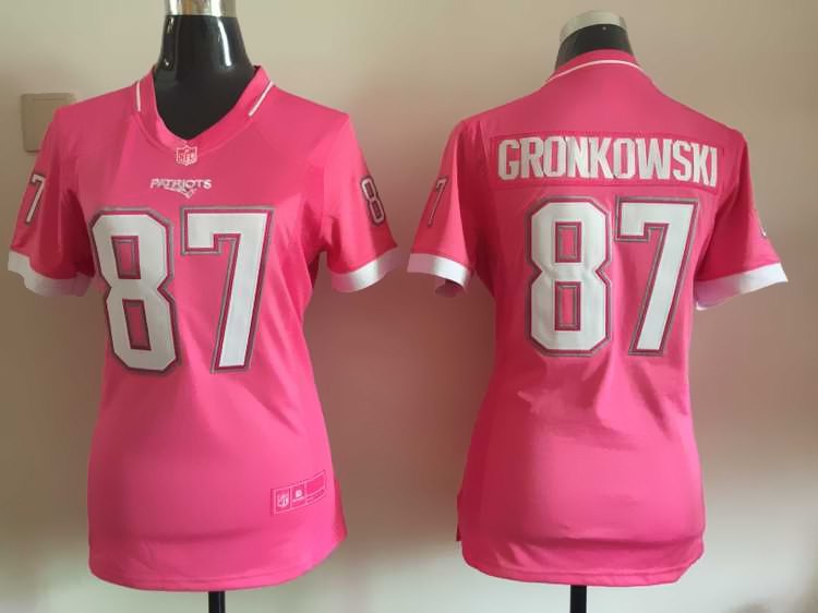 Women Nike New England Patriots #87 Gronkowski Pink Bubble Gum Jersey