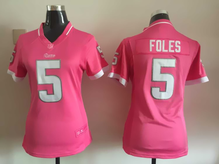 Women Nike St.Louis Rams #5 Foles Pink Bubble Gum Jersey