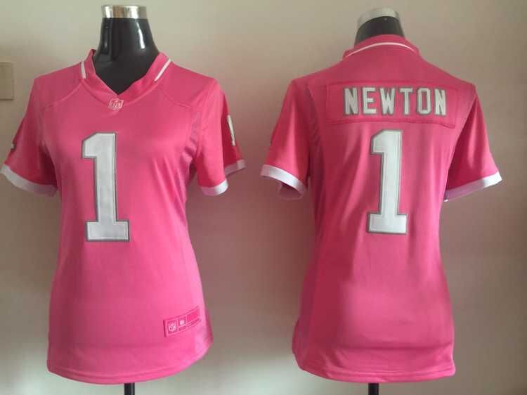 Women Nike Carolina Panthers #1 Newton Pink Bubble Gum Jersey