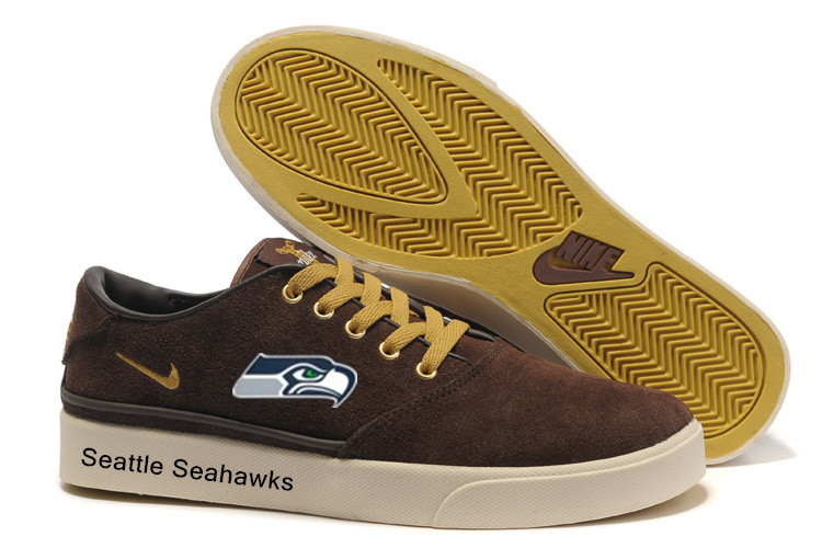 Seattle Seahawks Training Shoes with Flat Sole Brown