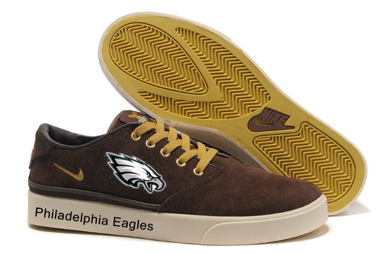 NFL Philadelphia Eagles Training Shoes with Flat Sole Brown