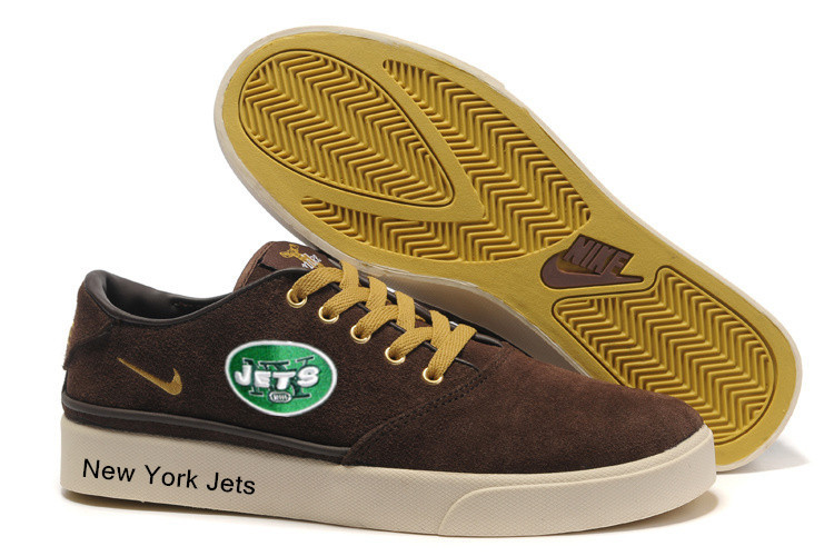 NFL New York Jets Training Shoes with Flat Sole Brown