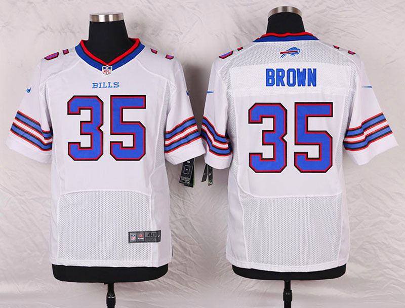 Nike Buffalo Bills #35 Brown White Elite Jersey