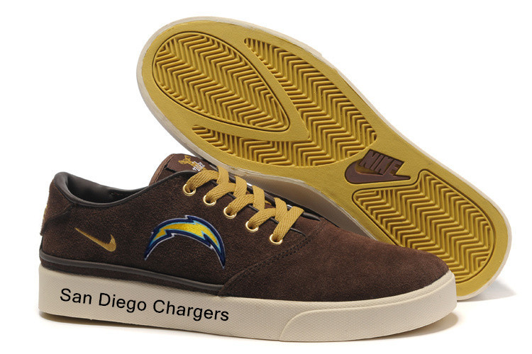 NFL San Diego Chargers Training Shoes with Flat Sole Brown