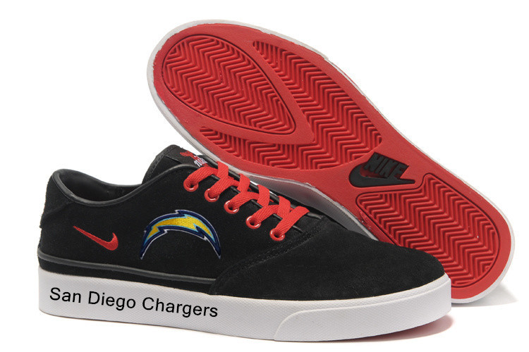 NFL San Diego Chargers Training Shoes with Flat Sole Black Red