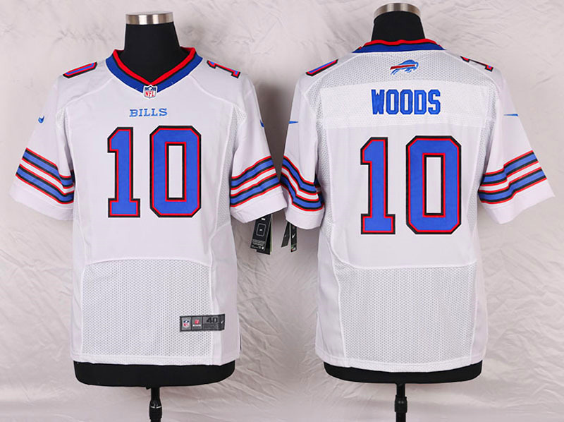 Nike Buffalo Bills #10 Woods White Elite Jersey