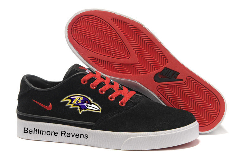 NFL Baltimore Ravens Training Shoes with Flat Sole Black Red