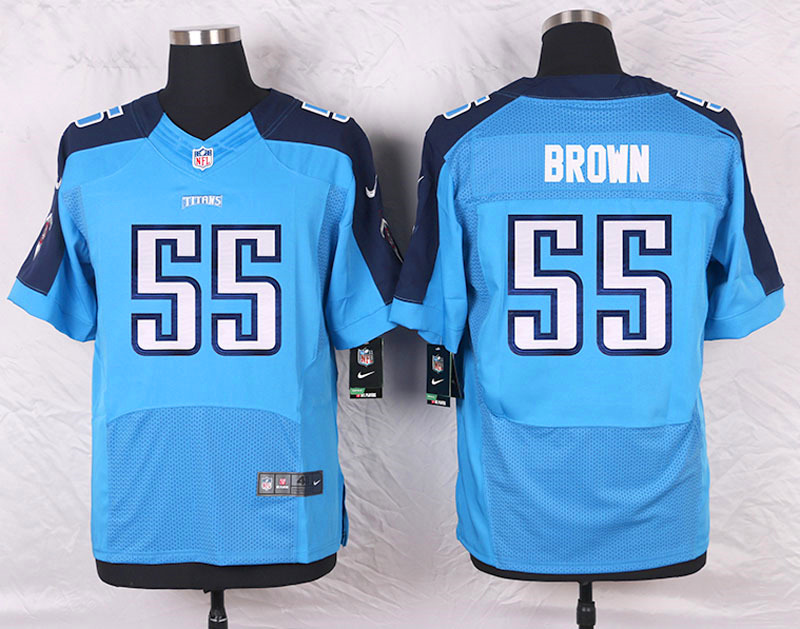 Nike Tennessee Titans #55 Brown Blue Elite Jersey