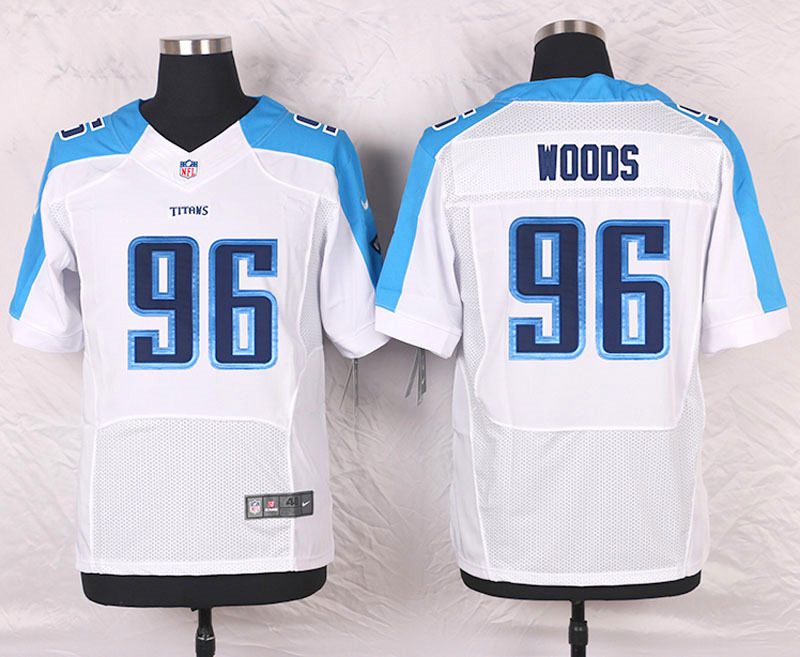 Nike Tennessee Titans #96 Woods White Elite Jersey