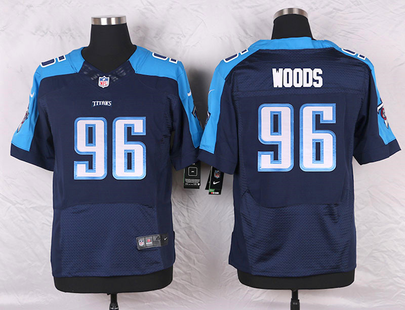 Nike Tennessee Titans #96 Woods D.Blue Elite Jersey