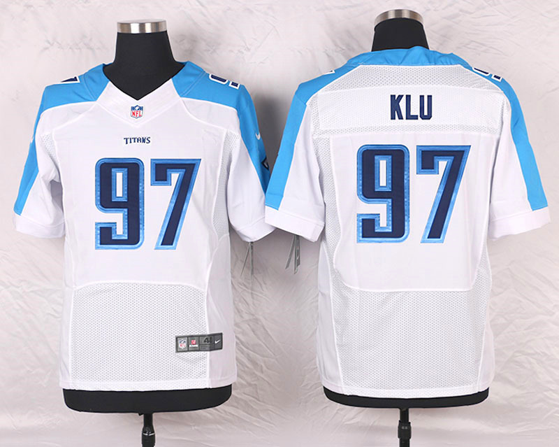 Nike Tennessee Titans #97 Klu White Elite Jersey