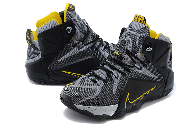 Nike Basketball Lebron James Black Yellow Shoes 12