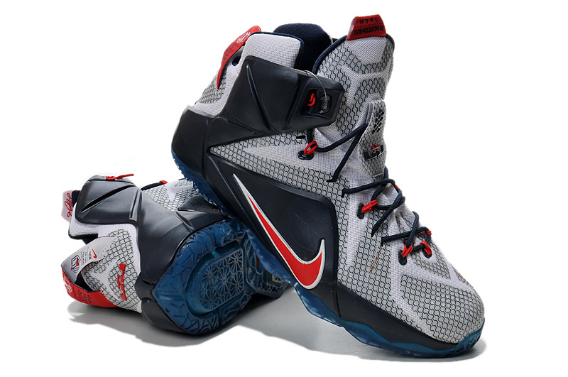 Nike LeBron James Basketball 12 Shoes White D.Blue