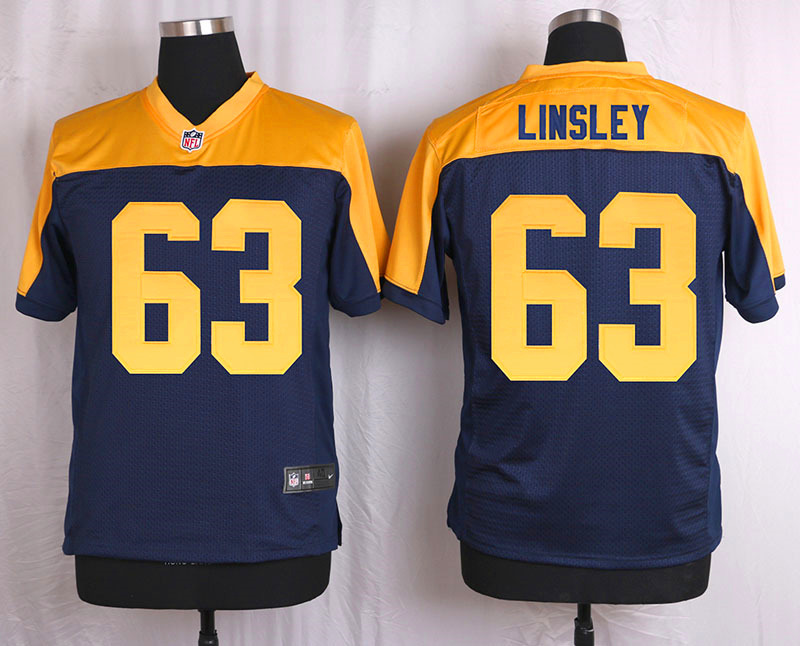 Nike Green Bay Packers #63 Linsley Yellow Blue Elite Jersey