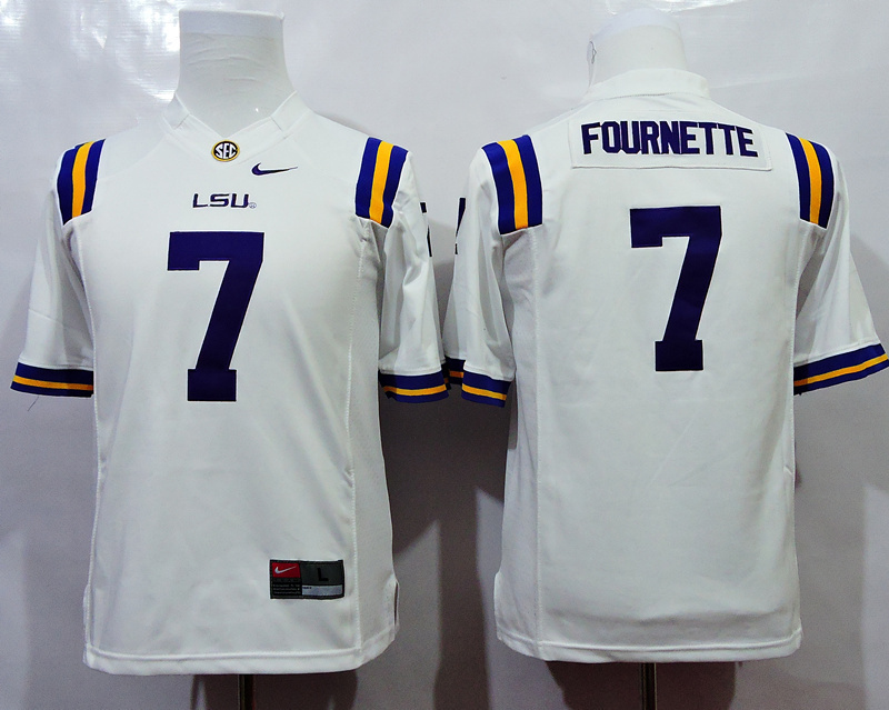 Youth NCAA LSU Tigers #7 Fournette White Football Jersey